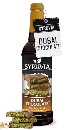 Syruvia Coffee Syrup, Dubai Chocolate Flavored Syrup for Drinks, Lattes, and Desserts – 25.4 fl oz,