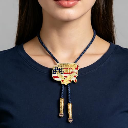 Image of GelConnie Bolo Ties for Men Women Western Cowboy Tie Mens Western Necklace Leather Necktie Gold Bolero Tie Cowboy Necklace