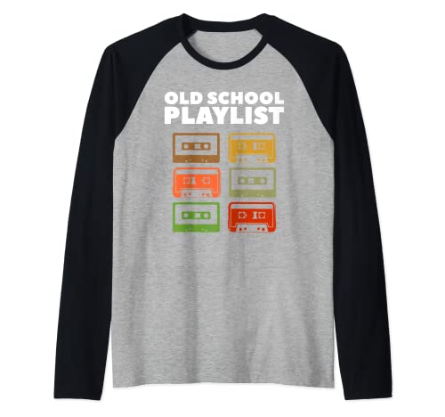 Old School Playlist Music Lover Raglan Baseball Tee