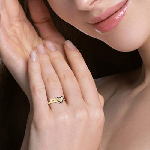 Natural Gemstone Infinity Heart Promise Ring for Women in 925 Silver/18K Yellow/Rose Gold Vermeil, Birthstone Jewelry Gifts for Her Birthday, Anniversary, Christmas, Graduation, Mothers Day2