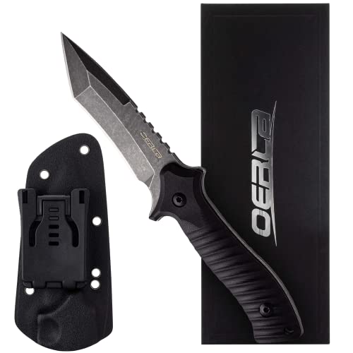 OERLA OLK-D47 D2 Steel Fixed Blade Knife – Full Tang Outdoor Survival Knife with G10 Handle & Kydex Sheath – Bushcraft & Camping Tool