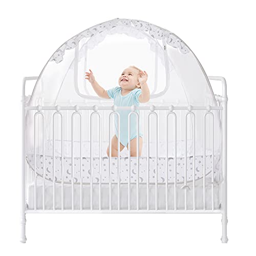 Ashtonbee Baby Crib Canopy Tent, Easy-to-Install Pop Up Canopy, Mesh Portable Crib for Baby, Baby Nursery Crib Accessories, 57in x 26in x 48in