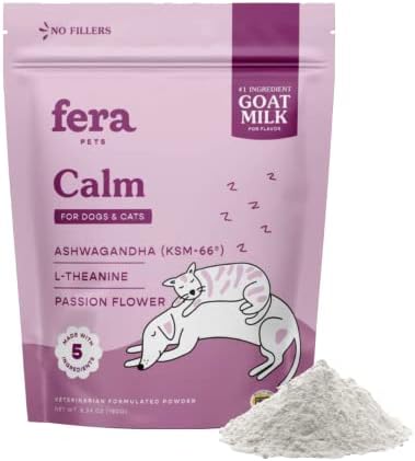 Fera Pets – Calm – Goats Milk for Dogs – Goat Milk for Cats – Dog Meal Topper – Supports Relaxation – Dog Anxiety Relief – Dog Food Toppers with Ashwagandha & L-Theanine & GABA – Powder – 6.34oz Fera Pets – Calm – Goats Milk for Dogs – Goat Milk for Cats – Dog Meal Topper – Supports Relaxation – Dog Anxiety Relief – Dog Food Toppers with Ashwagandha & L-Theanine & GABA – Powder – 6.34oz