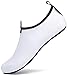 SAGUARO Homme Chaussures de Plage et Piscine Femme Chaussures de Bain Respirant Séchage Rapide Chaussons de Aquatiques Surf Natation Plongée Yoga Blanc Pur,36/37 EU