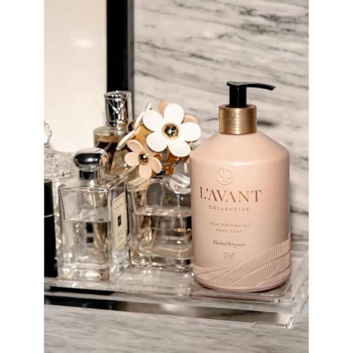Image of L'AVANT Collective Luxury Home Essentials High Performing Dish Soap, Hand Soap, Multipurpose Cleaner Spray, Scrub Brush, Lucite Tray Luxurious Ingredients Reusable Bottles (Blushed Bergamot)