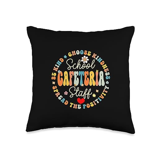 Groovy Cafeteria Squad & Lunch Lady Crew Designs Groovy School Cafeteria Staff Support Squad Worker Lunch Throw Pillow, 16x16, Multicolor