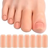 Alpinleux 8 Pack Gel Toe Protectors, Soft Elastic Toe Covers for Big Toe, Toenail Cushions Toe Cap Toe Sleeves for Ingrown Toenails, Missing Toenails, Blisters, Corns, Calluses (Beige)
