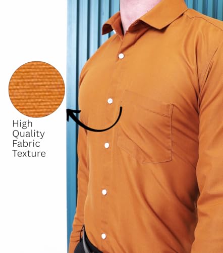 Image of CONTRARY Men's Pure Cotton Solid Stylish Casual & Formal Wear Shirt | Stylish Regular Fit Full Sleeve Comfortable Office Party Trendy Shirt - Multi Color