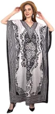 Shah Crafts. Women Kaftan Tunic Kimono Long Maxi Party Dress for Loungewear Holidays Nightwear Beach Cover Up Caftans Free Size