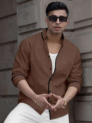 Image of Shirt for Men Casual Shirt,Solid Cotton,Plain Full Sleeve, Regular Fit,Everyday Fashion Wear