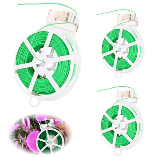 3 rollos de alambre de jardín con cortador, 150M de alambre para plantas, alambre para flores, alambre de jardín recubierto, alambre para flores verde para jardinería, plantas trepadoras, arbustos, vi