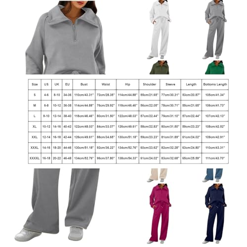 Womens 2 Piece Sweatsuits Set Long Sleeve Crewneck Pullover Tops High Waisted Pants Set Tracksuit with Pockets3