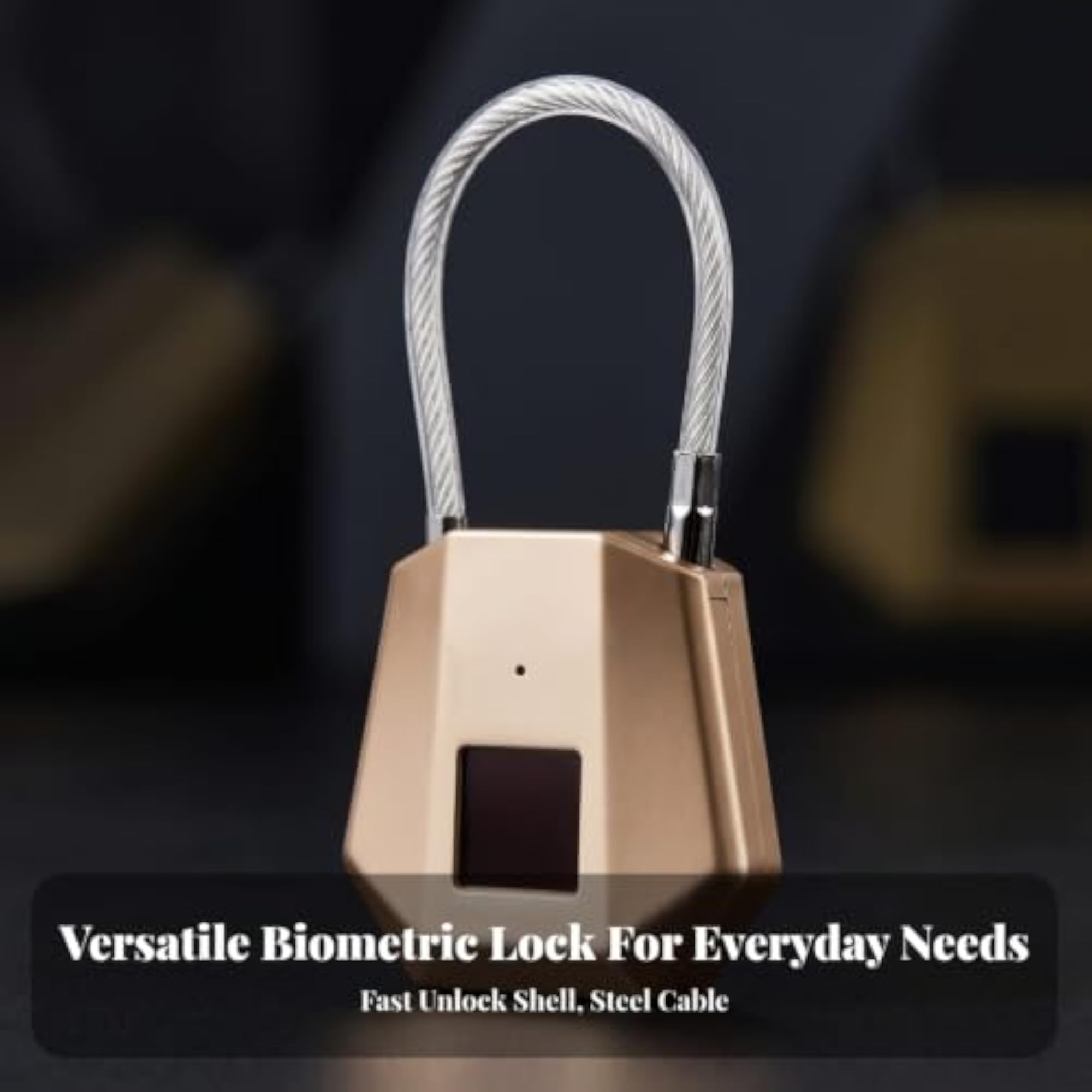 Cut-Resistant Biometric Lock with Braided Shackle, Keyless