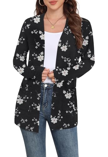 Image of Yincro Womens Lightweight Cardigan Long Sleeve Open Front Casual Sweater Cardigans with Pockets