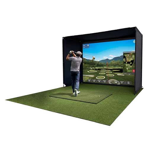 Glide Gear - Golf Practice Simulator Backdrop Complete Enclosure Poles & Impact Screen - 10' x 8'