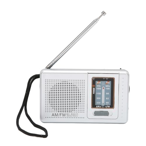 Acouto Radio de Poche Portable AM ​​FM, Petite Radio Classique élégante Gris argenté, Fonctionne sur Piles pour la Maison, la Randonnée, Le Vélo, Les Voyages, Les Urgences et Les