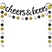 Cheers & Beers Banner Black Glittery Circle Dots Garland(57 pcs circle dots),Birthday Wedding Anniversarty Graduation Bachelorette Bridal Shower Engagement Retirement Baby Shower Hawaii Party Supplies