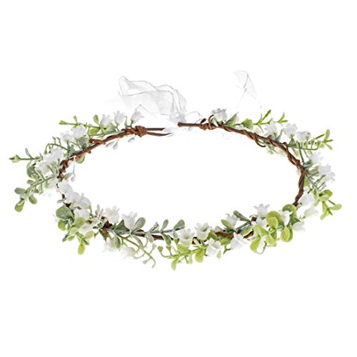 Vividsun Bridal Green Leaf Crown Bohemian Headpiece Floral Headband Photo Prop (Style C White) #TOP1