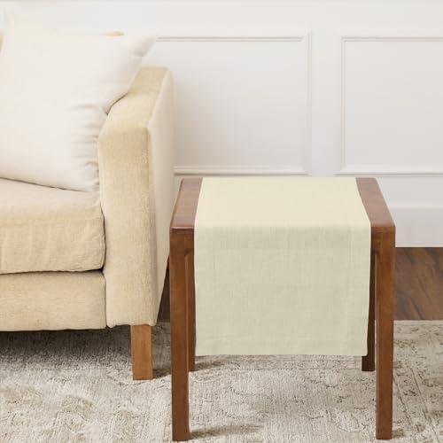 Solino Home 100% Pure Linen Ivory 36 Inches Table Runner - 14 x 36 Inch for Dining, Coffee Tables, Dressers - Sonoma Collection - Spring, Summer by Solino Home - Used condition - US$14.39