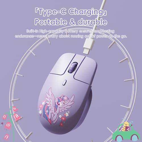 Image of My Little Pony Silent Wireless Mouse -M03 Innovative Floating Button Design, Quiet Clicks, 3 Adjustable DPI (800 /1600 /3200), Dual-Mode (2.4GHz /Bluetooth), Ergonomic for Mac /Windows (Purple)