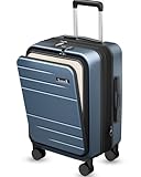 LUGGEX Carry On Luggage 22x14x9 Airline Approved, Expandable Polycarbonate Suitcase with Front Pocket (FX-Core, Blue, 20 Inch)