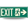 Low Proximity Photoluminescent Exit Sign Running Man (Right Arrow) 15 x 6. Aluminum Code Approved ASTM E2072 / IBC/NFPA 101