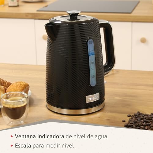 briebe Elegance Set Tostadora Pan Ranura Ancha 2 Rebanadas, 7 Niveles Tostado + Hervidor Agua Eléctrico 1,7L Inalámbrico, 2200W Ebullición Rápida, Libre BPA, Pack Desayuno Diseño Moderno Negro - imagen 11