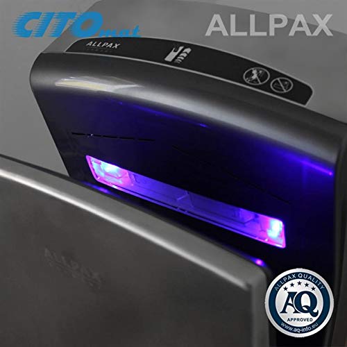 Allpax Händetrockner CITOJET HT 100, Edelstahl - Trocknungszeit nur ca. 5-7 Sekunden - mit Sicherheitsabschaltung - inklusive Abtropfschale - Longlife Motor
