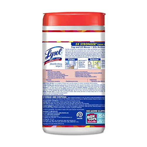 Lysol Disinfectant Wipes, Multi-Surface Cleaning Wipes, Mango & Hibiscus, 80 Count (Pack of 4)