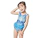Produktbild LFF SWIM Einteilige Badebekleidung für Mädchen, personalisierter Badeanzug für Mädchen mit Fischschuppen, Badeanzug für Kinder, Badebekleidung für Kinder, blau,Blue,S
