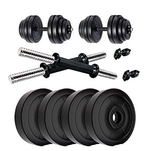 Kore PVC DM 4-40 Kg (Black/Black-Red/3 IN 1 Convertible) Dumbbells Set and Fitness Kit for Men and Women Whole Body…