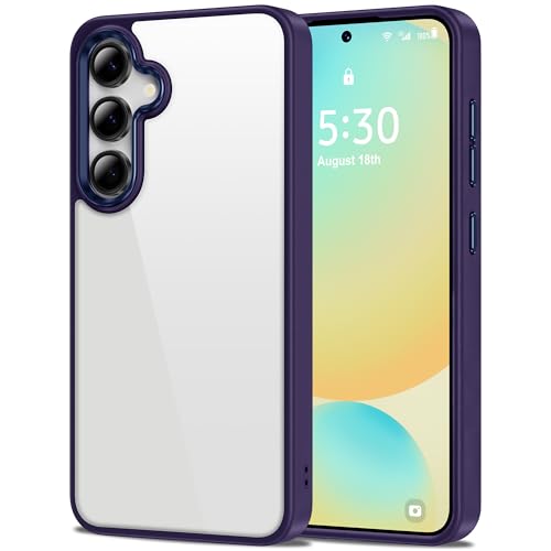 Image of HOOMIL Case for Samsung Galaxy S24 FE 6.7-Inch, Non-Yellowing, Drop Protection, Anti-Scratch Transparent Hard Back Phone Cover - Dark Purple