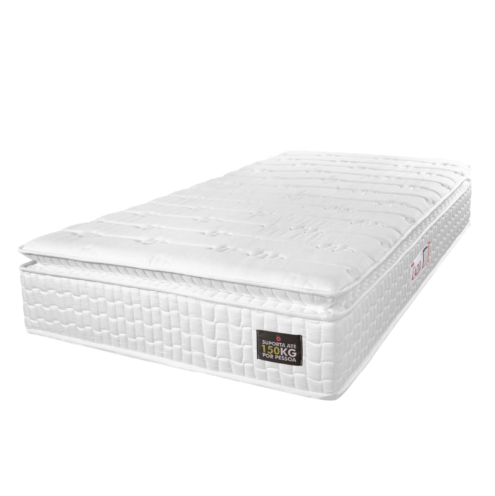 Colchão Solteiro Espuma D45 Lazio Pillow Top 88x188x29cm Branco
