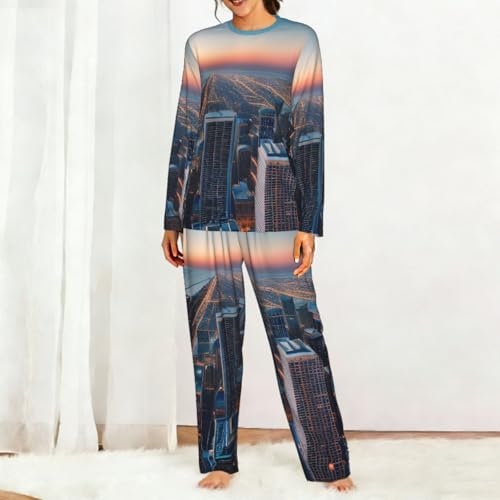Ensemble pyjama assorti doux Chicago avec taille élastique confortable - 3