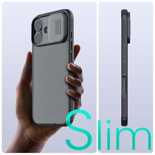 Image of Nillkin for iPhone 17 Case with Slide Camera Cover, Thin Slim Fit, Shockproof Protective, Protector Privacy, Phone Case iPhone 17 Camera Lens Protector 6.3 inch, Transparent Black