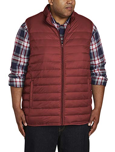 Amazon Essentials Men's Big & Tall Lightweight Water-Resistant Packable Puffer Vest, Brick Red, 4X
