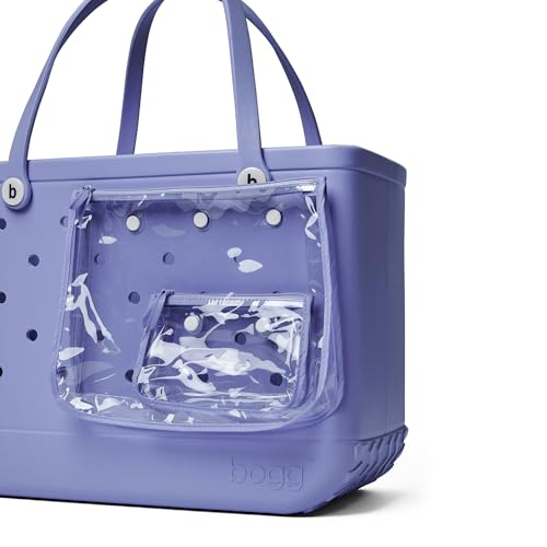 Image of BOGG BAG Original Large Tote - 19 inch x 14 inch x 9 inch - Durable, Washable, Tip-proof - Beach, Pool, Boat, Work, Sports (Pretty as a Periwinkle with White Buttons)
