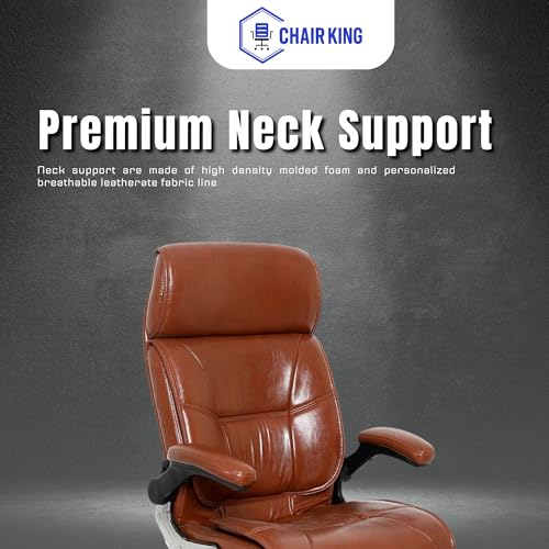 Image of Premium Leatherette Boss Chair for Office | Ergonomic High Back Chair for Home, Office, Study & Gaming | Height Adjustable, Tilt & Rocking Chair in Heavy Base | 1pc (Tan)