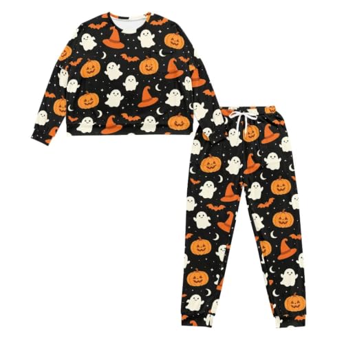 Image of Women's Pajamas Set Soft 2 Piece Loungewear Long Sleeve Pj Set | Matching Sleepwear, Crew Neck Top, Drawstring Jogger Pants with Pockets, Fall Pajama for Home, Sleep, Casual Wear, Plus Size
