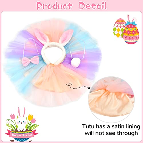 Lysskmk Girls Tutu Skirt, Bunny Tutu Costume For Girls Headband Set, Tulle Dress Outfit For Little Girls Cosplay Animal Theme Party Favors 4-5Y #TOP2