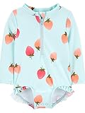 Simple Joys by Carter's Mädchen Einteiliger Rashguard, Blau, Erdbeere, 3 Jahre