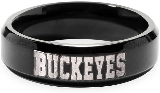 PicturesOnGold.com Officially Licensed Ohio State University OSU College Black Stainless Ring