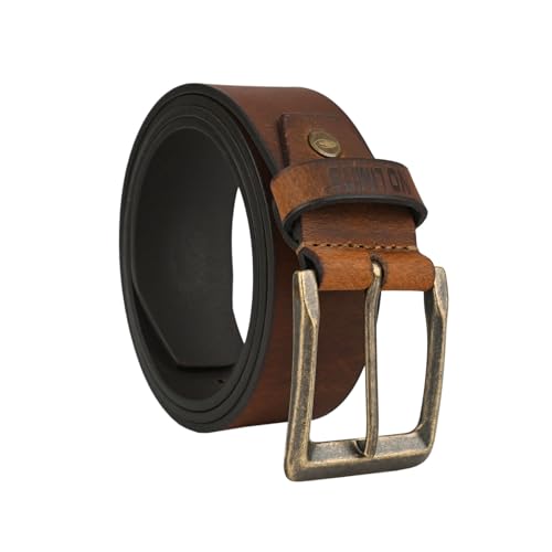No Limits Ceinture homme en cuir véritable, haute 4 cm, raccourciable, sans cuicutre, style sportif utilisé avec boucle en laiton vieilli, marron, 110 cm (TG...