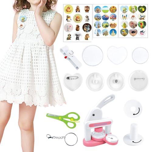 Máquina de Botones - Prensa Manual Accesorios para Fabricación de Insignias Actividad Manual Divertida | Creador de - Para Proyectos Bricolaje, Decoración Y