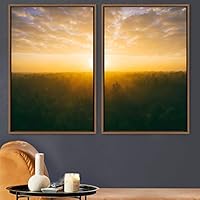 2 Piece Framed Canvas Wall Art Sunset in The Trees Canvas Prints Home Artwork Decoration for Living Room,Bedroom - 16