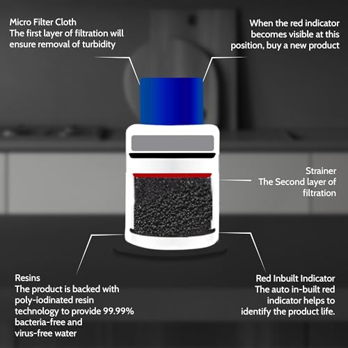 Image of Zero B Suraksha Tap Filter Attachment | 3-Stage Water Purification | Kills 99.99% Bacteria & Viruses|7500L Capacity |Compatible with Hard & Normal Water| Ideal for Kitchen Bathroom Outdoor |Pack of 1