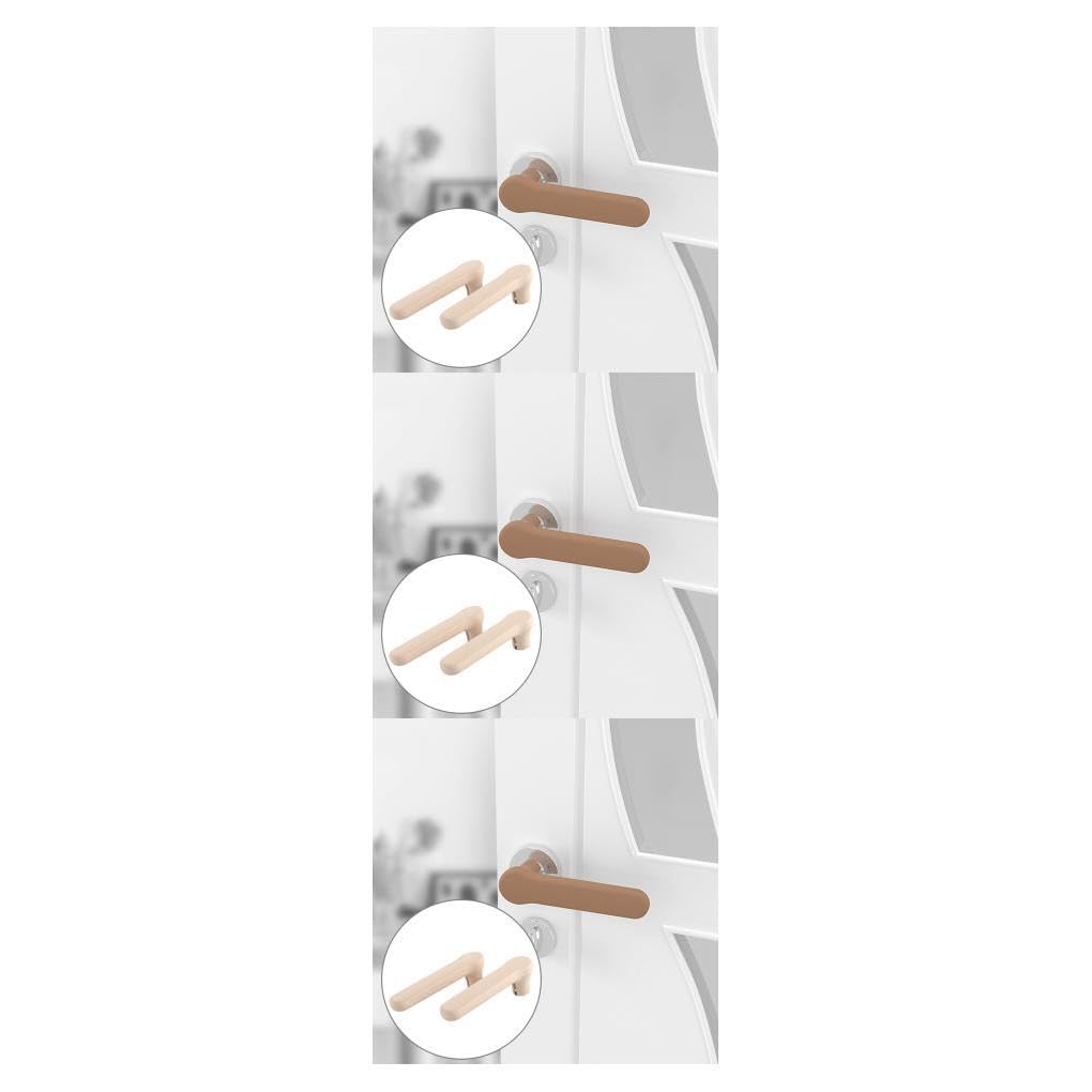 3 Juegos de Funda protectora flexible para manija de puerta, funda de silicona para anticolisión, color Beige, Beige 3Conjunto