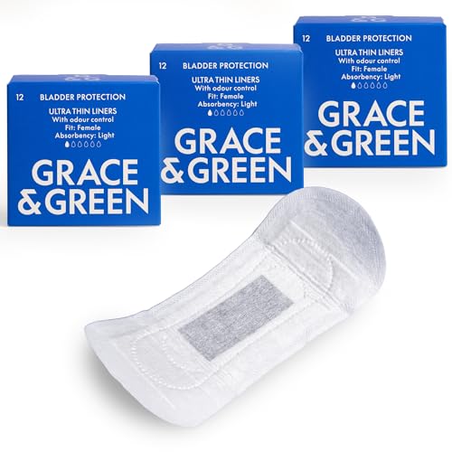 Image of Grace & Green Light Bladder Protection Women's Liners - 3 x 12 Pack | Organic Bamboo Topsheet | Ultra Absorbent, Odour Control | Biodegradable Packaging | B-Corp Certified | Safe & Sustainable