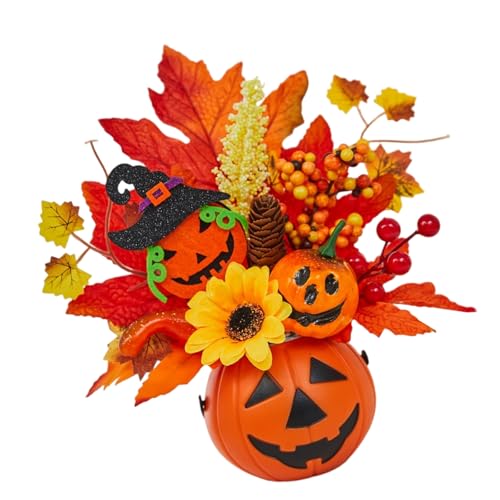 Fahoujs Fall Halloween Plane Leaves Vegetable Pinecones Worktop Deck Spume Fabric Fall Harvest Interior Decoration Multiple Purpose Seasonal Display