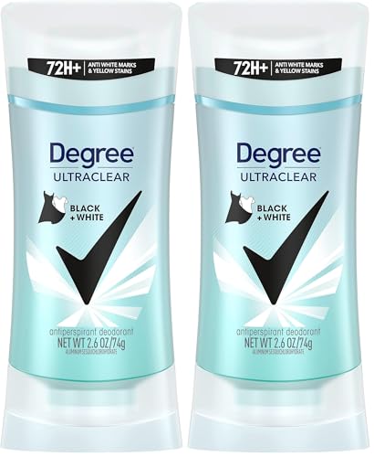 Degree UltraClear Antiperspirant Deodorant Black+White Anti White Marks and Yellow Stains Deodorant for Women 2.6 oz (Pack of 2)